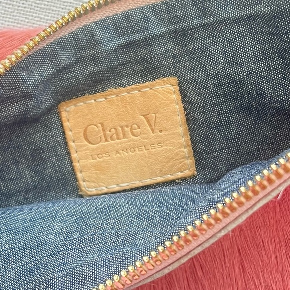 Clare V Foldover Pink Clutch Hair-On - Picture 4 of 6